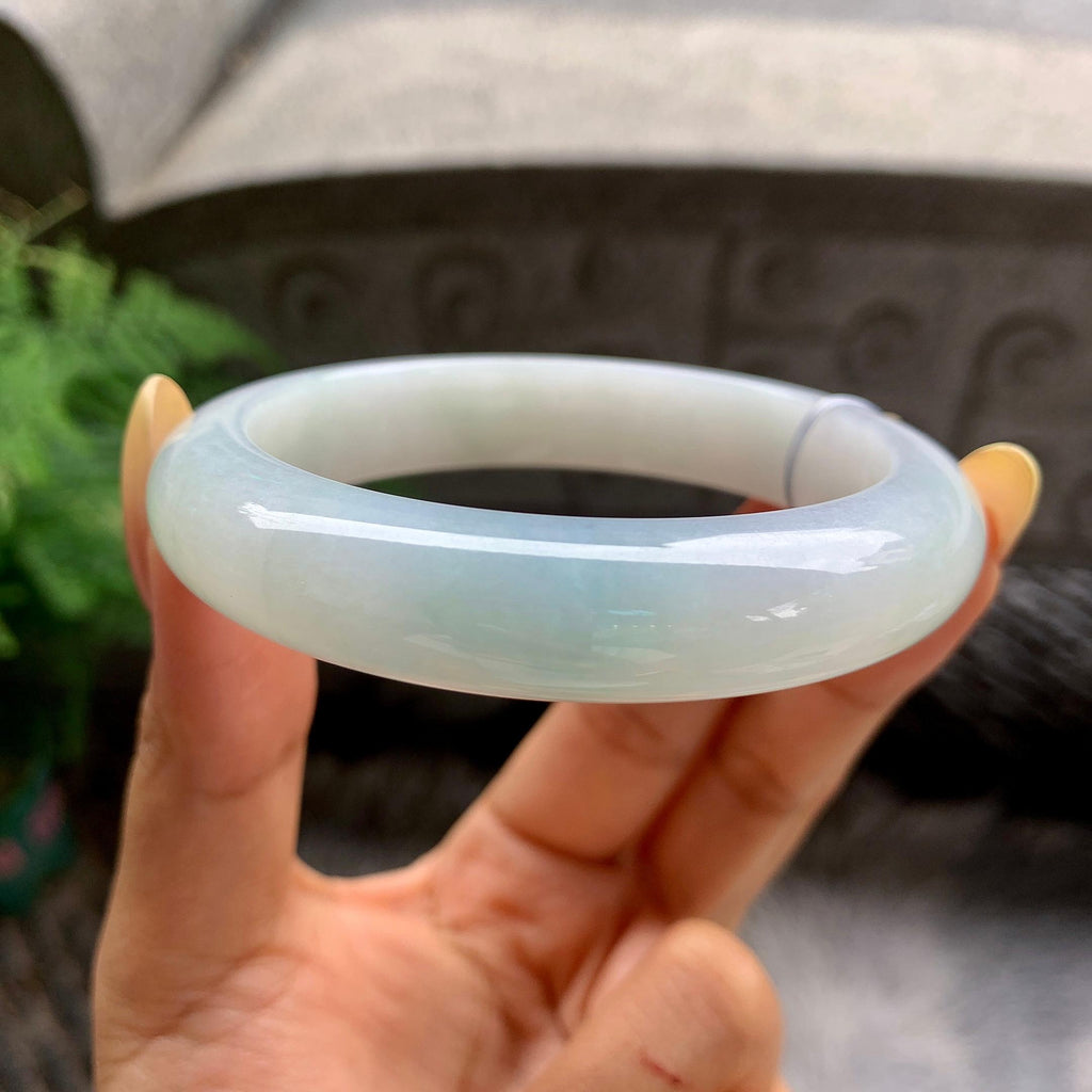 细糯种飘花正圈平安镯57.5圈 天然缅甸A货翡翠（yc481902）