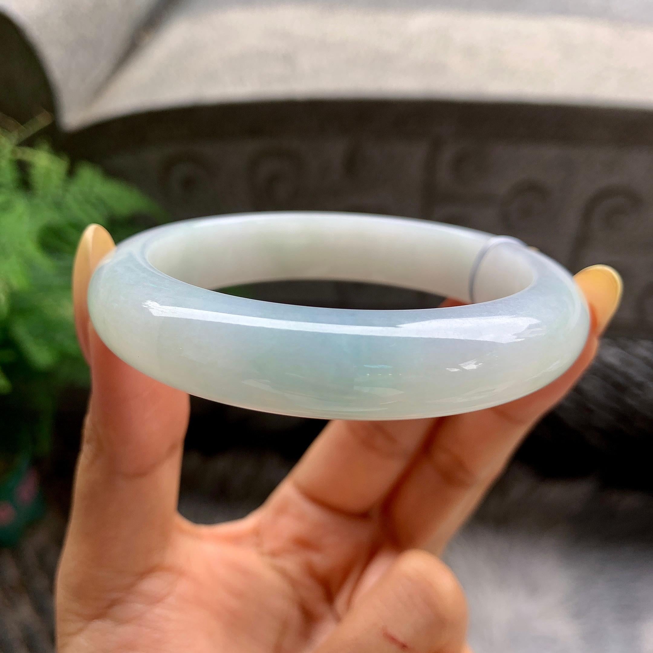 细糯种飘花正圈平安镯57.5圈 天然缅甸A货翡翠（yc481902）