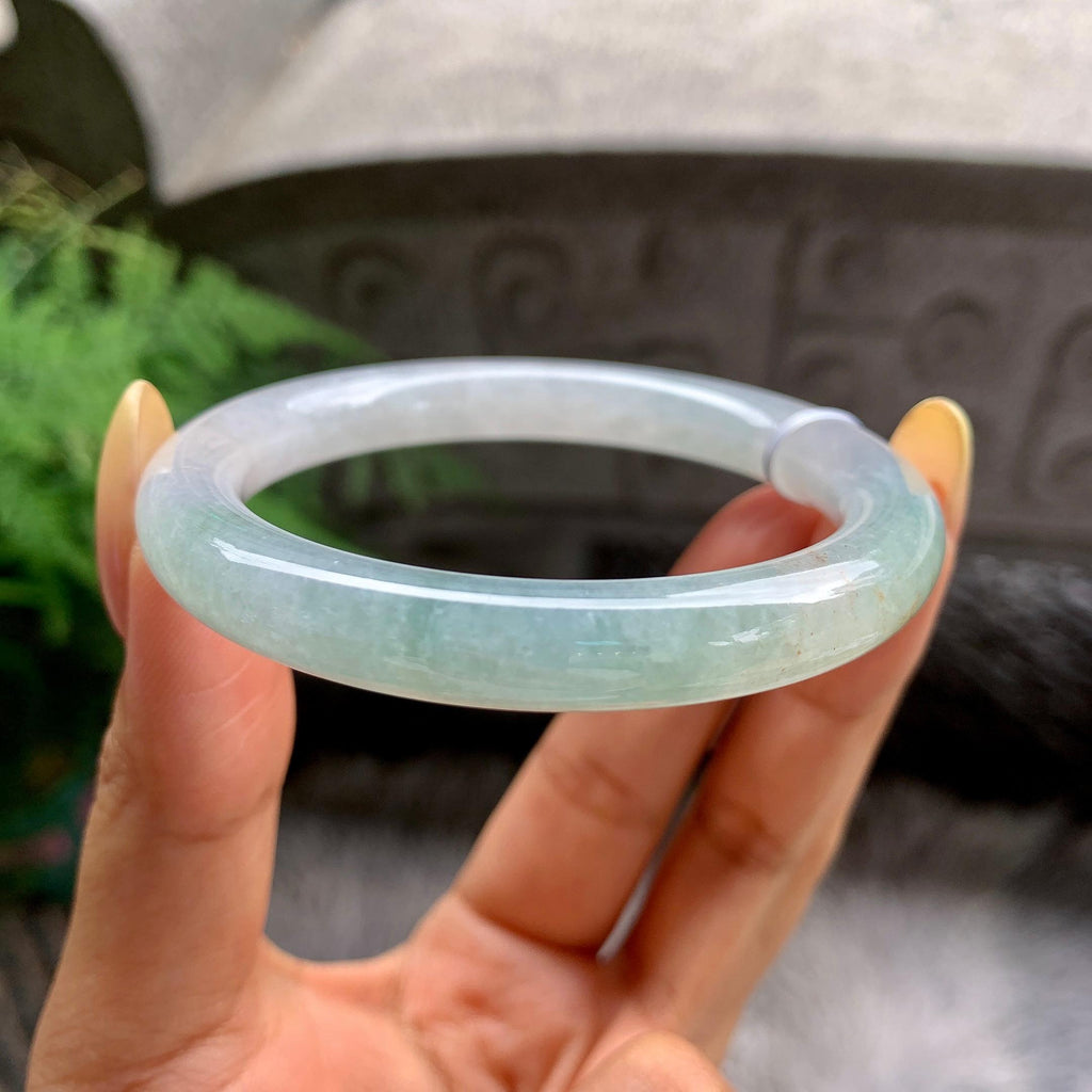 细糯种晴底圆条手镯56.6圈 天然缅甸A货翡翠（yc481909）