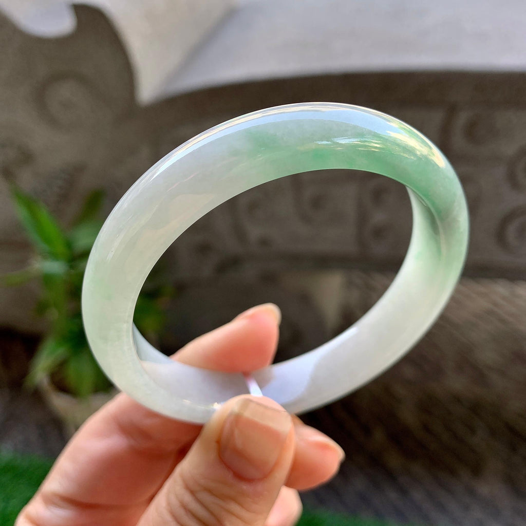 细糯种飘绿平安镯（56mm）（yc308180）