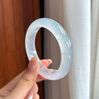 Vòng tay bình an tròn đều loại băng chủng dậy sáng không màu size 54 Ngọc phỉ thúy tự nhiên loại A Myanmar (yc450528)