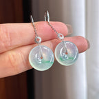 18k金镶冰种起光飘花耳饰 天然缅甸A货翡翠（yc440919）