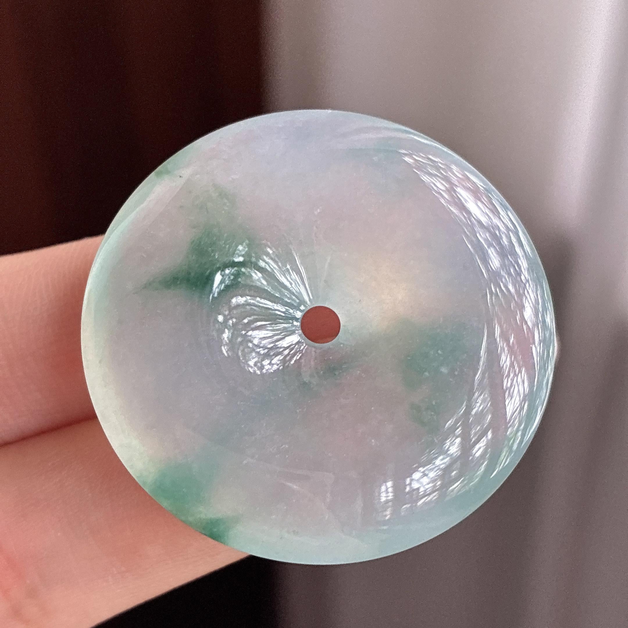 冰种起光飘花平安扣挂件 天然缅甸A货翡翠（yc495467）