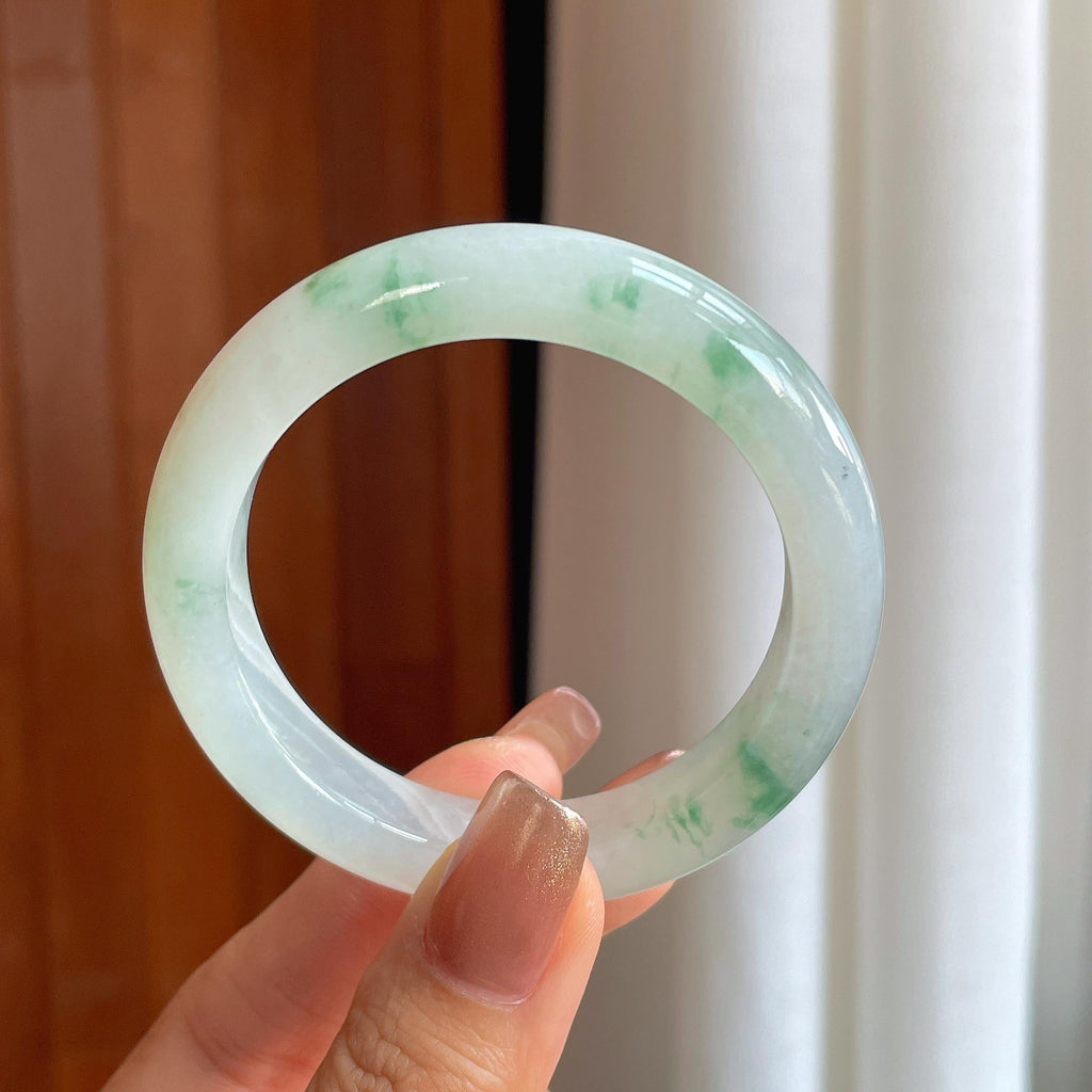 糯冰飘花翡翠平安镯（50.8mm）（yc366989）