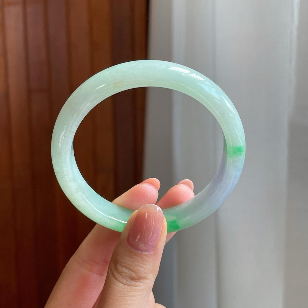 糯冰飘花翡翠平安镯（56mm)（yc323899）