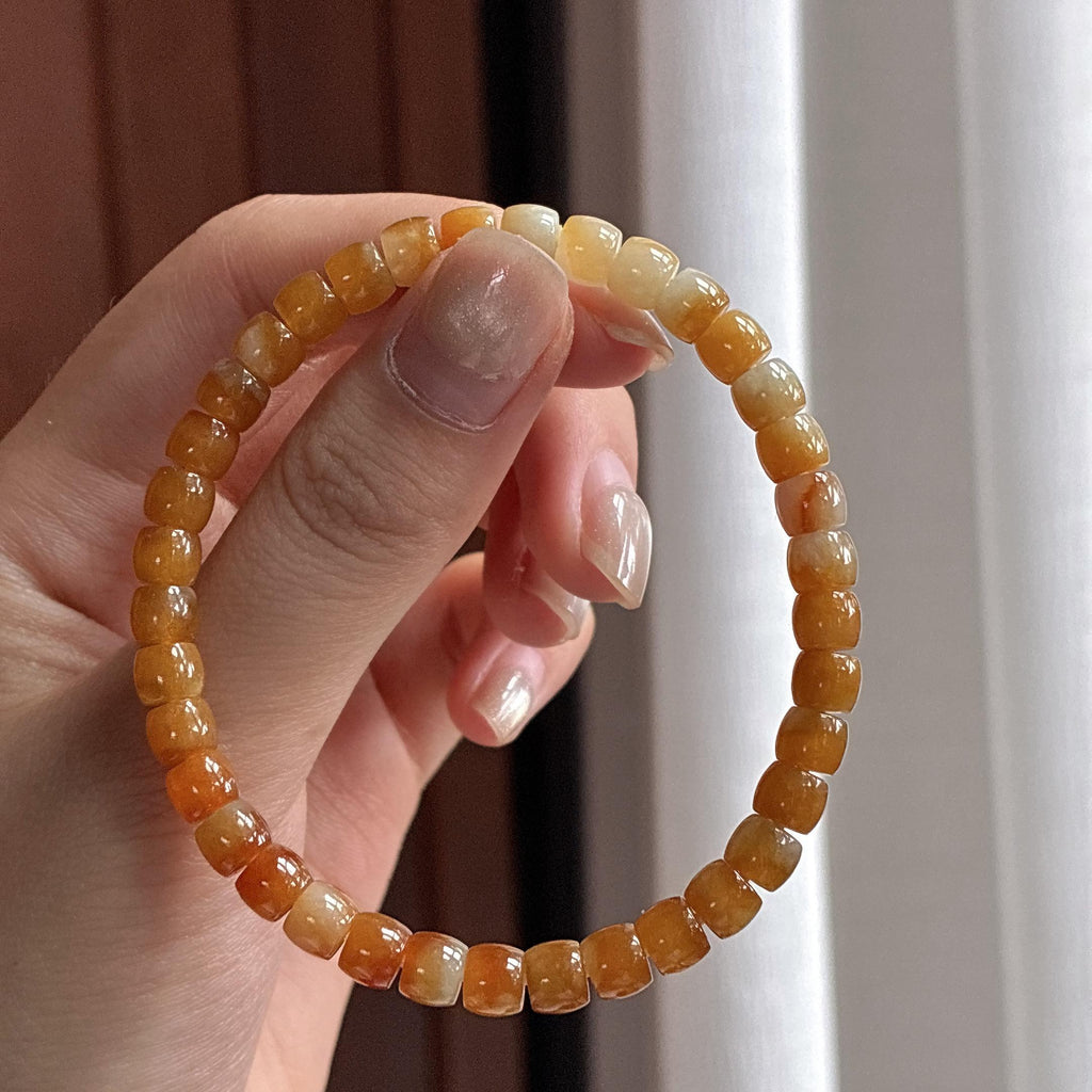 糯冰黄翡手串 天然缅甸A货翡翠（yc482402）