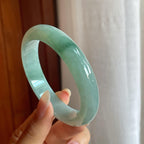 糯冰种晴底飘花翡翠平安镯（57.6mm）（yc220239）