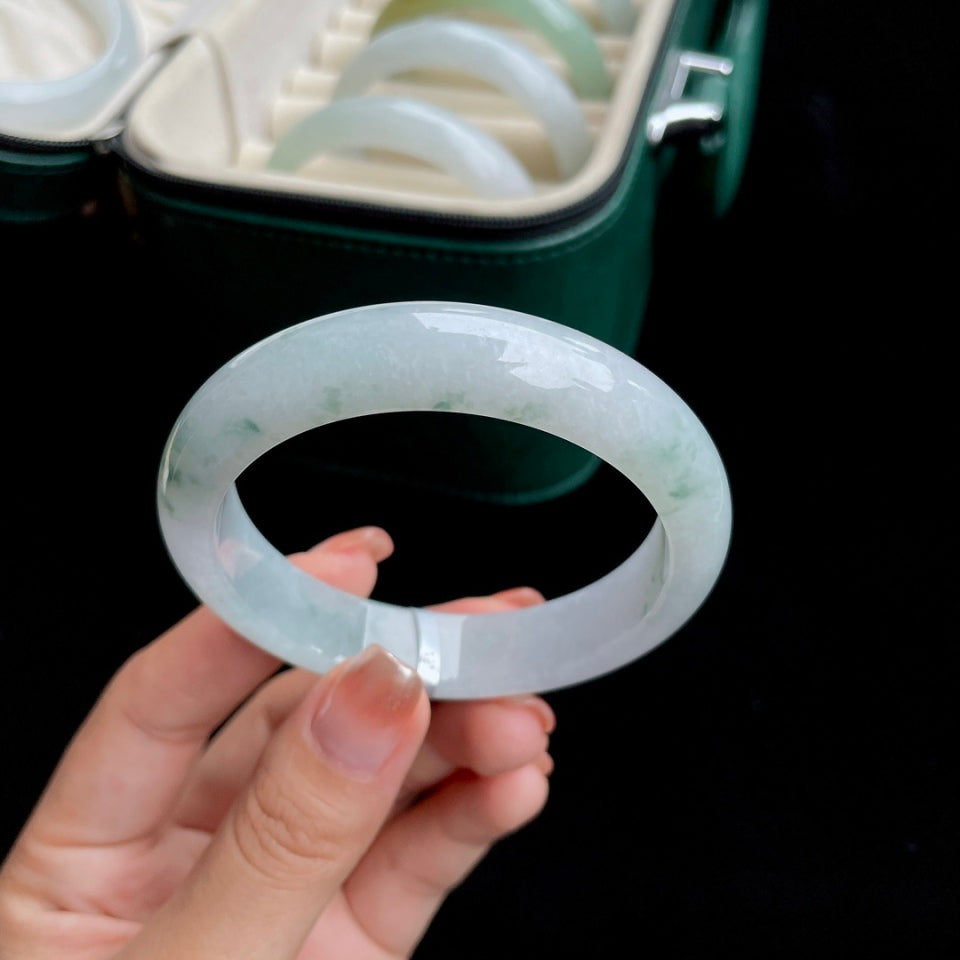 糯种飘花翡翠手镯（56mm）（yc017168）