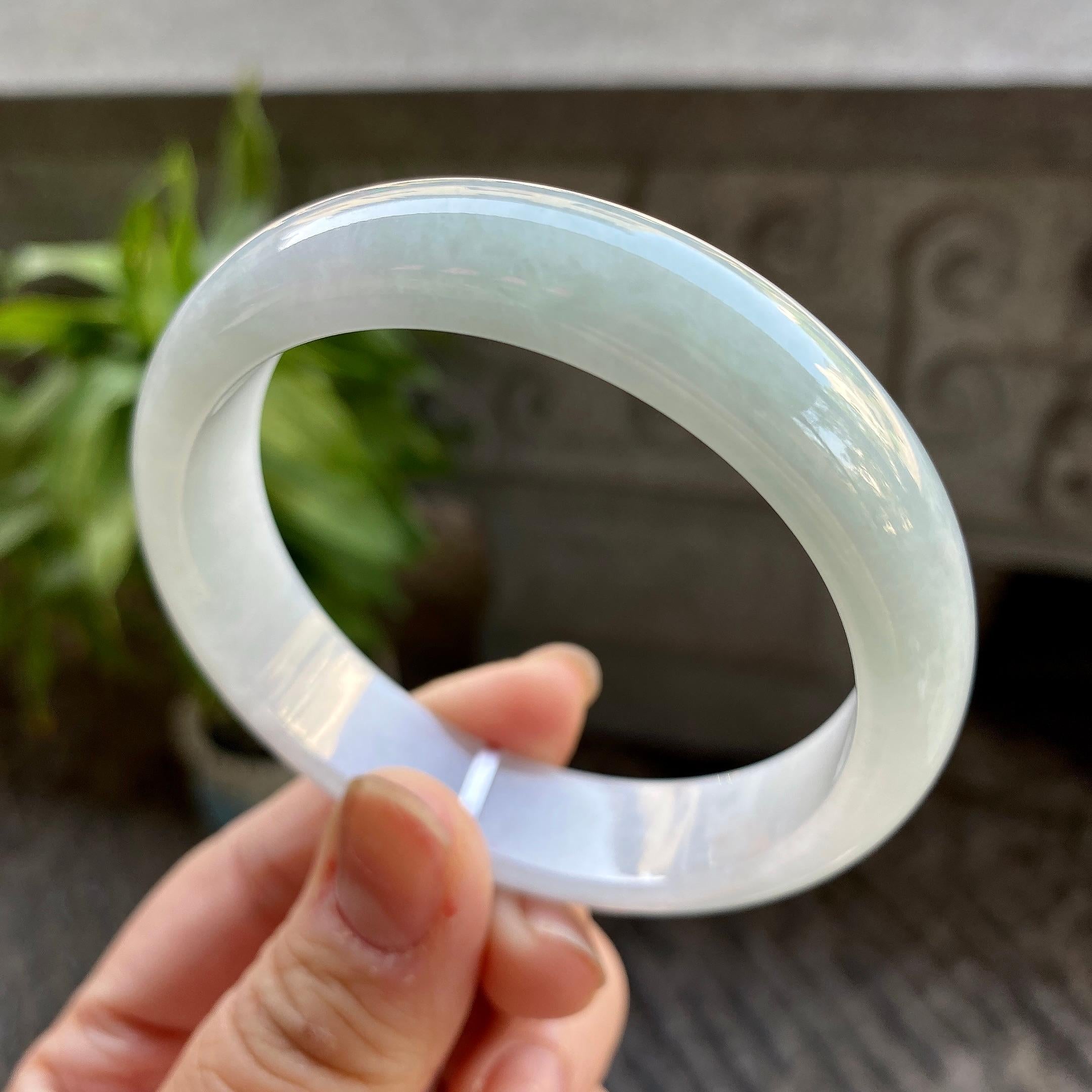 细糯种淡晴底平安镯（57mm）（yc311023）