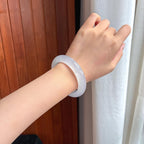 Vòng tay bình an tròn đều loại băng chủng dậy sáng không màu size 54 Ngọc phỉ thúy tự nhiên loại A Myanmar (yc450528)