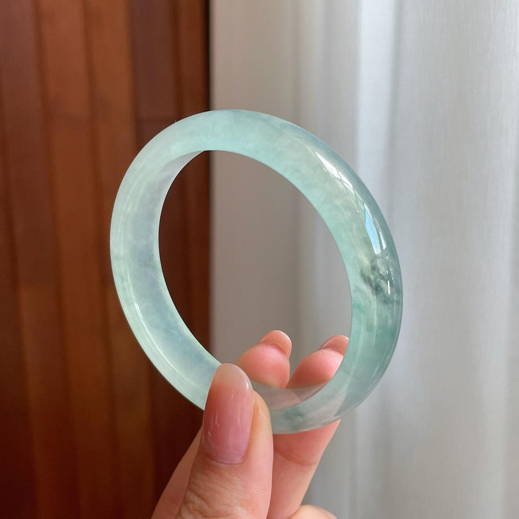 冰种晴底飘花翡翠平安镯（53.8mm)（yc363407）