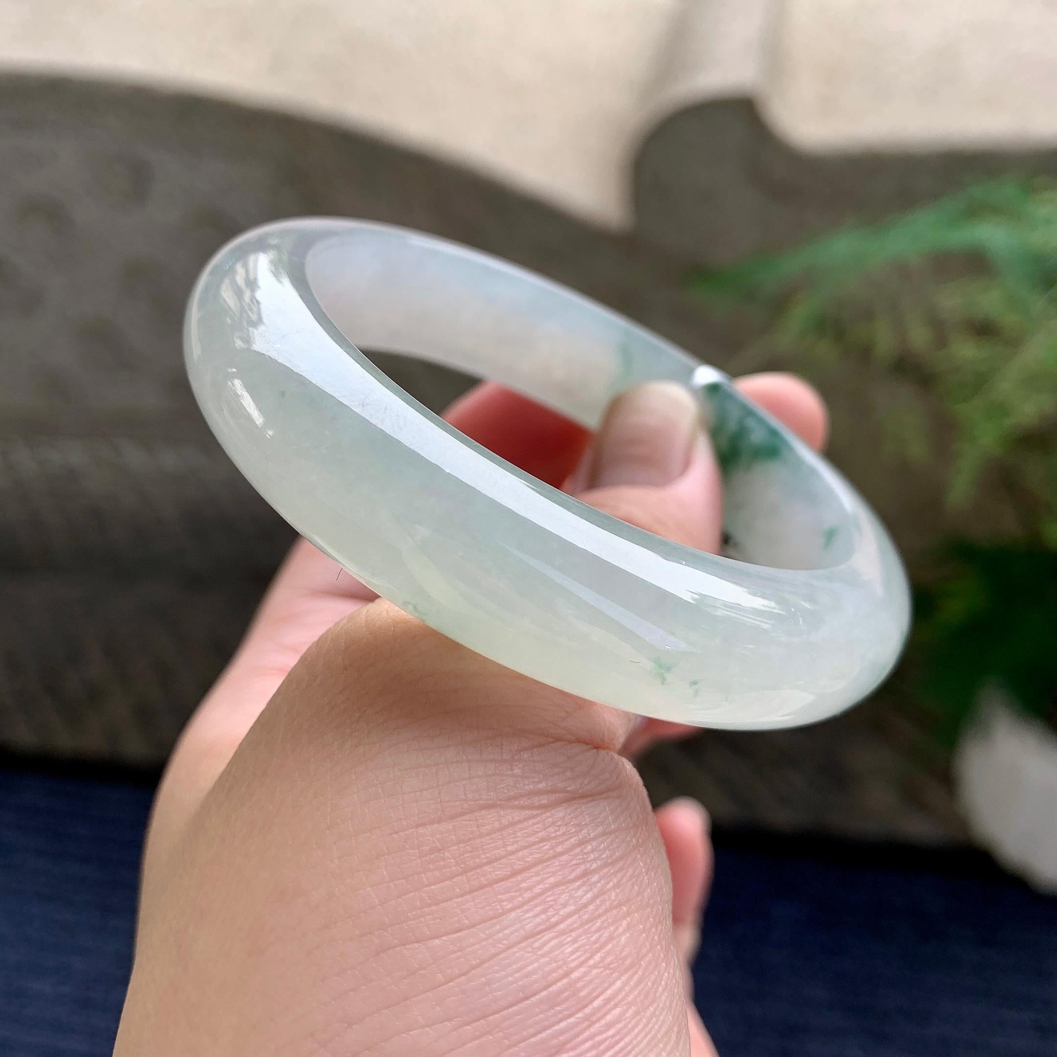 糯冰种飘花平安镯（55mm）（yc233915）