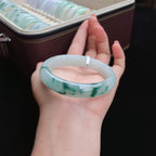 糯冰飘花正圈翡翠手镯（56mm）（yc017393）