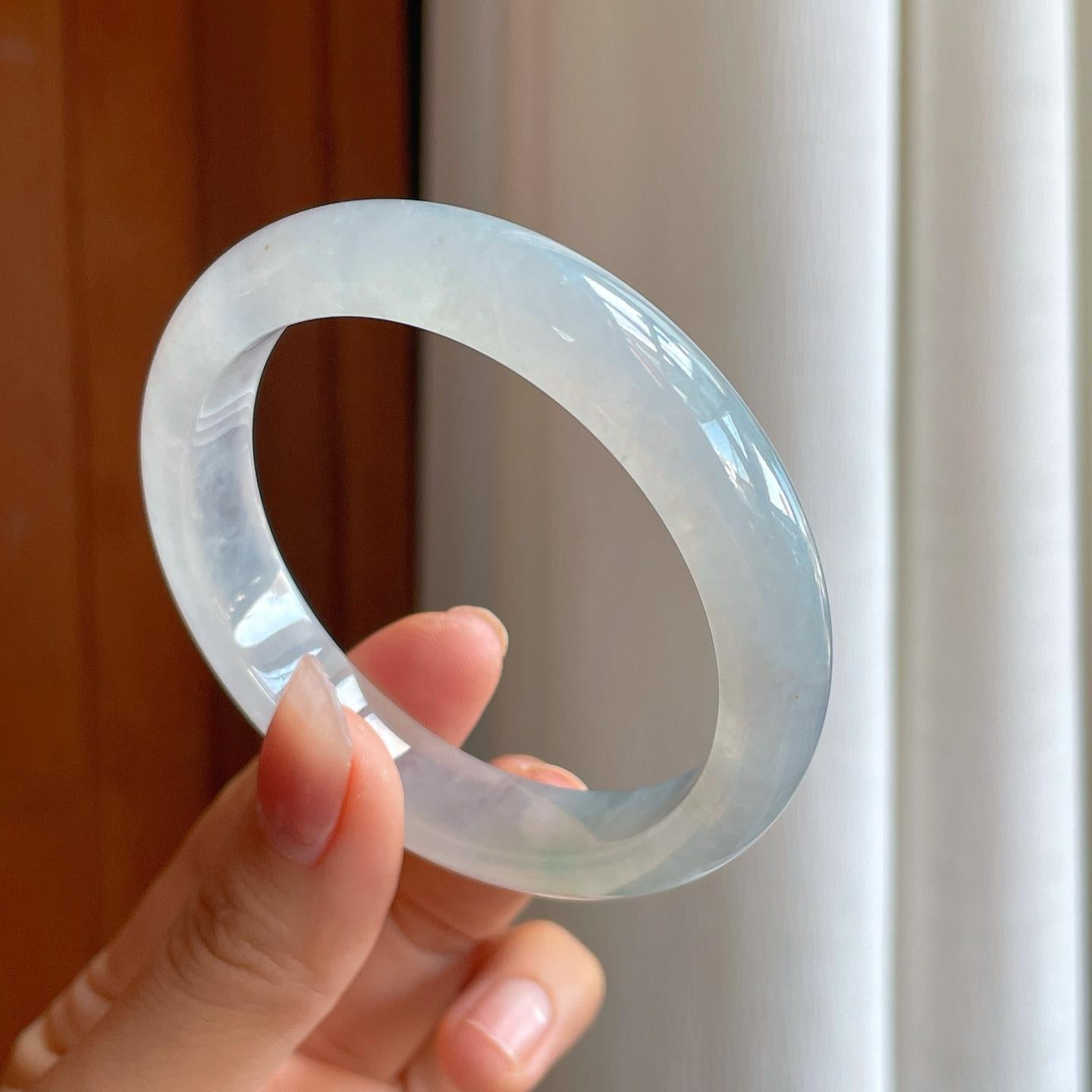冰种飘花翡翠平安镯（57.7mm)（yc310958）