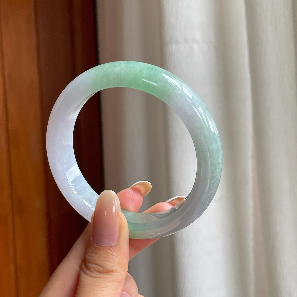 糯冰淡春底翡翠平安镯（56.3mm)（yc407454）