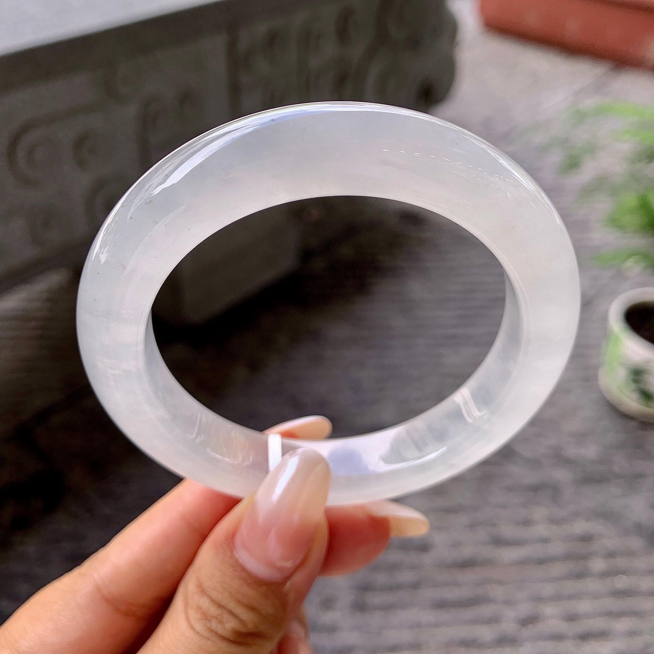 糯冰种无色平安镯（56.8mm）（yc203706）