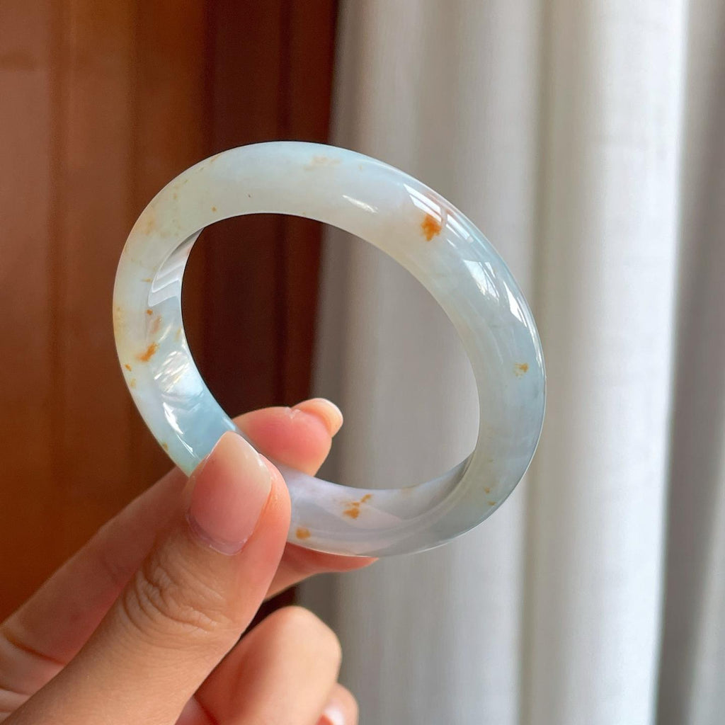 糯冰黄翡翡翠平安镯（52mm）（yc396390）