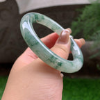 细糯种飘蓝花圆条手镯 55.5圈口 天然缅甸A货翡翠（yc390012）