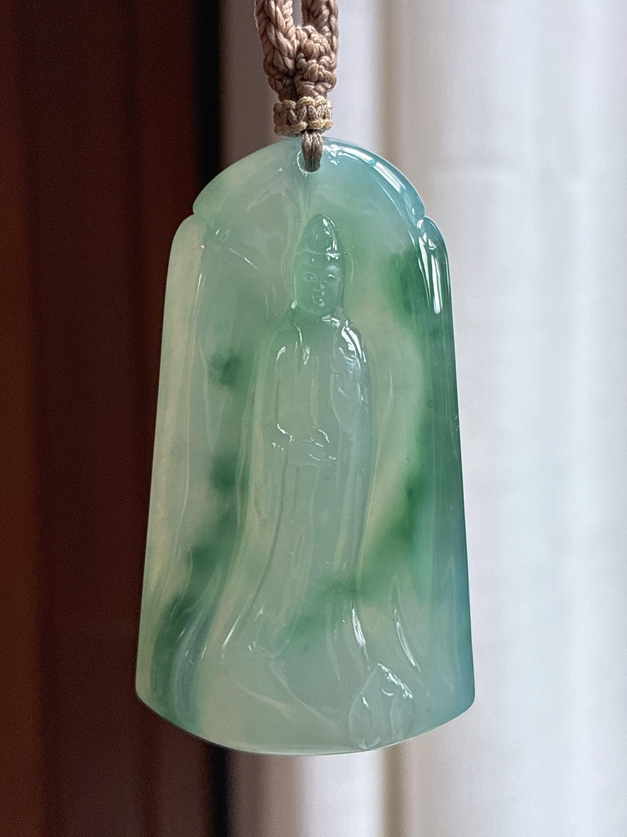 糯冰飘花观音 天然缅甸A货翡翠（yc454322）