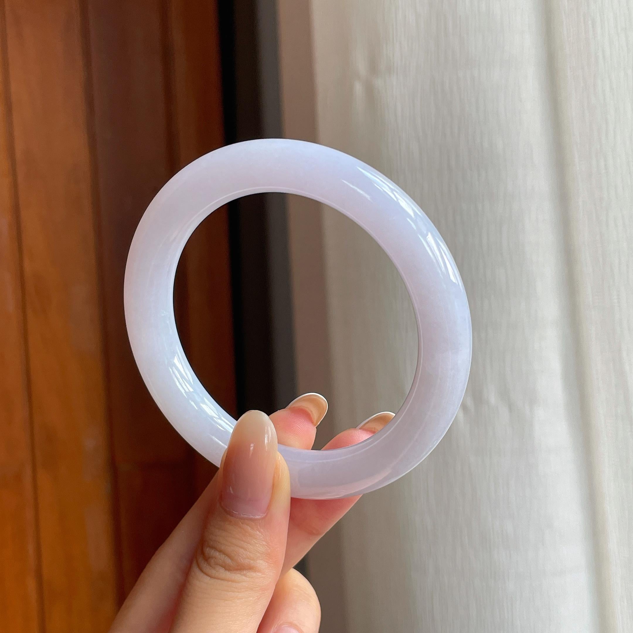 糯冰紫罗兰翡翠圆条手镯（56mm)（yc415548）