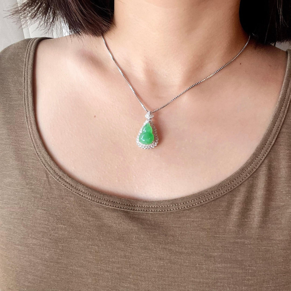 18k金镶糯冰满绿葫芦挂件（yc764700）
