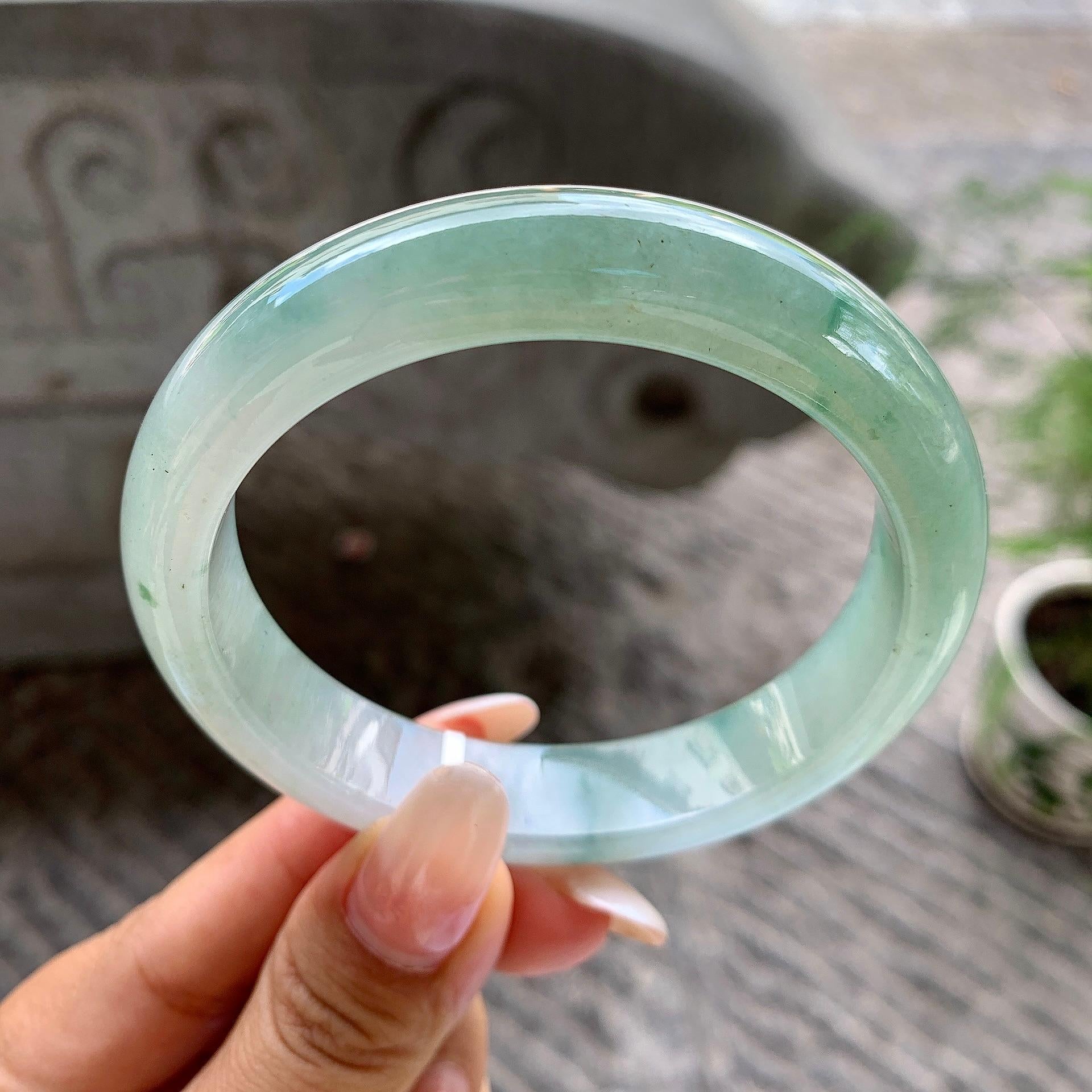 细糯种飘花平安镯（59.2mm）（yc202386）