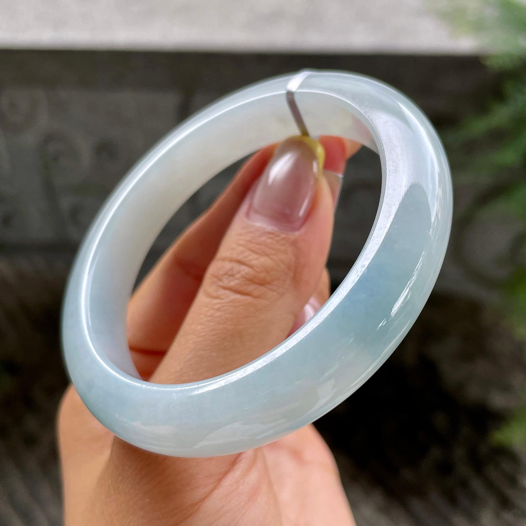 细糯种蓝底正圈平安镯57.4圈     天然缅甸A货翡翠（yc383127）