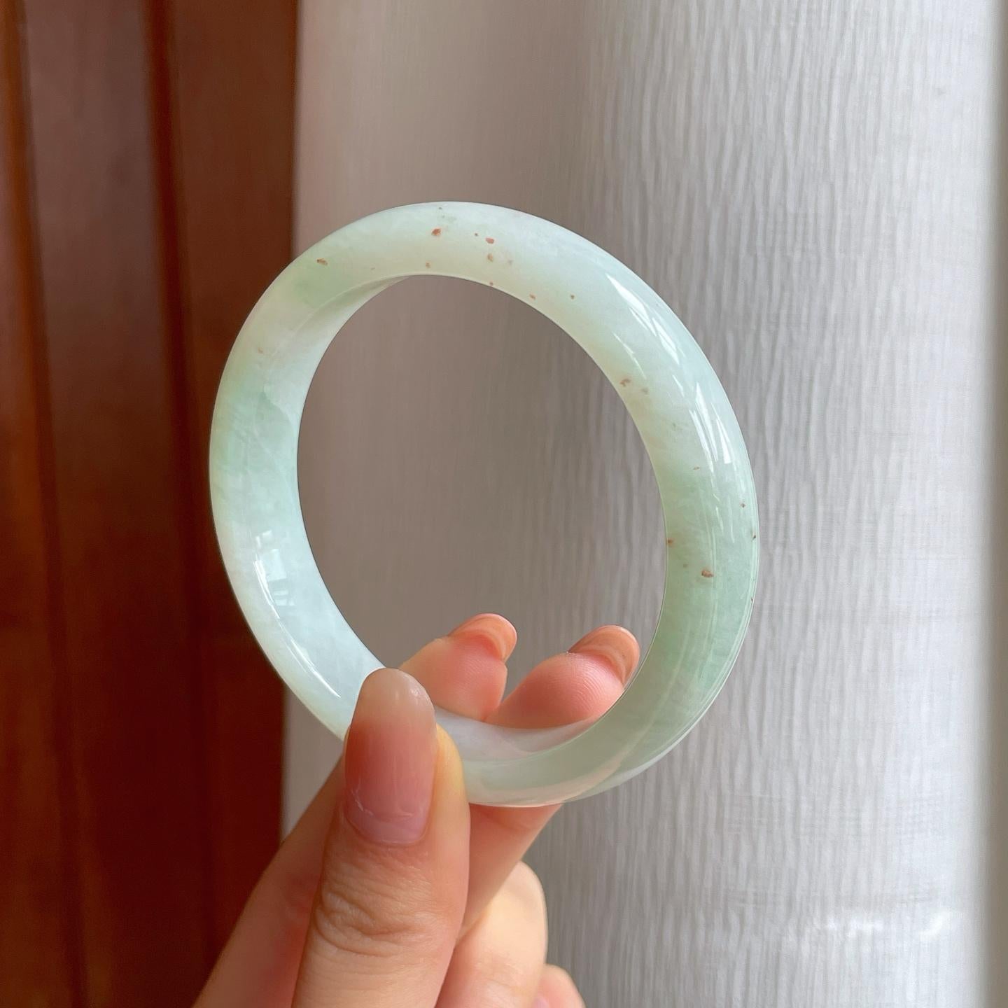 糯冰洒金带色翡翠平安镯（56.7mm)（yc350506）