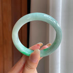 糯冰带色翡翠平安镯（57mm)（yc416135）