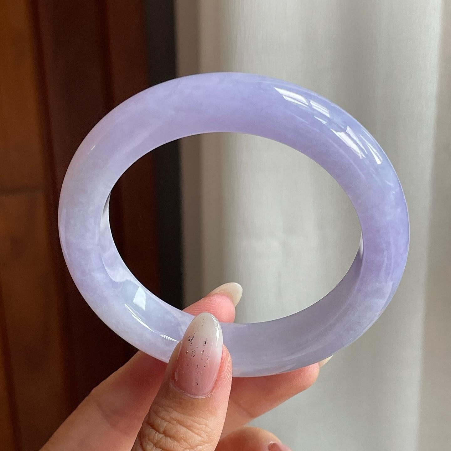 糯冰种紫罗兰翡翠平安镯（57mm）（yc204373）