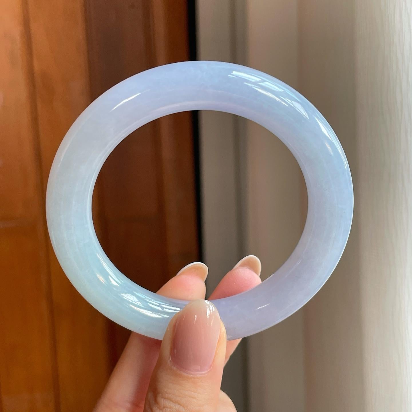 糯冰紫罗兰翡翠圆条手镯（54mm)（yc366098）