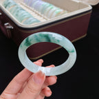 糯冰飘花正圈翡翠手镯（56mm）（yc017393）