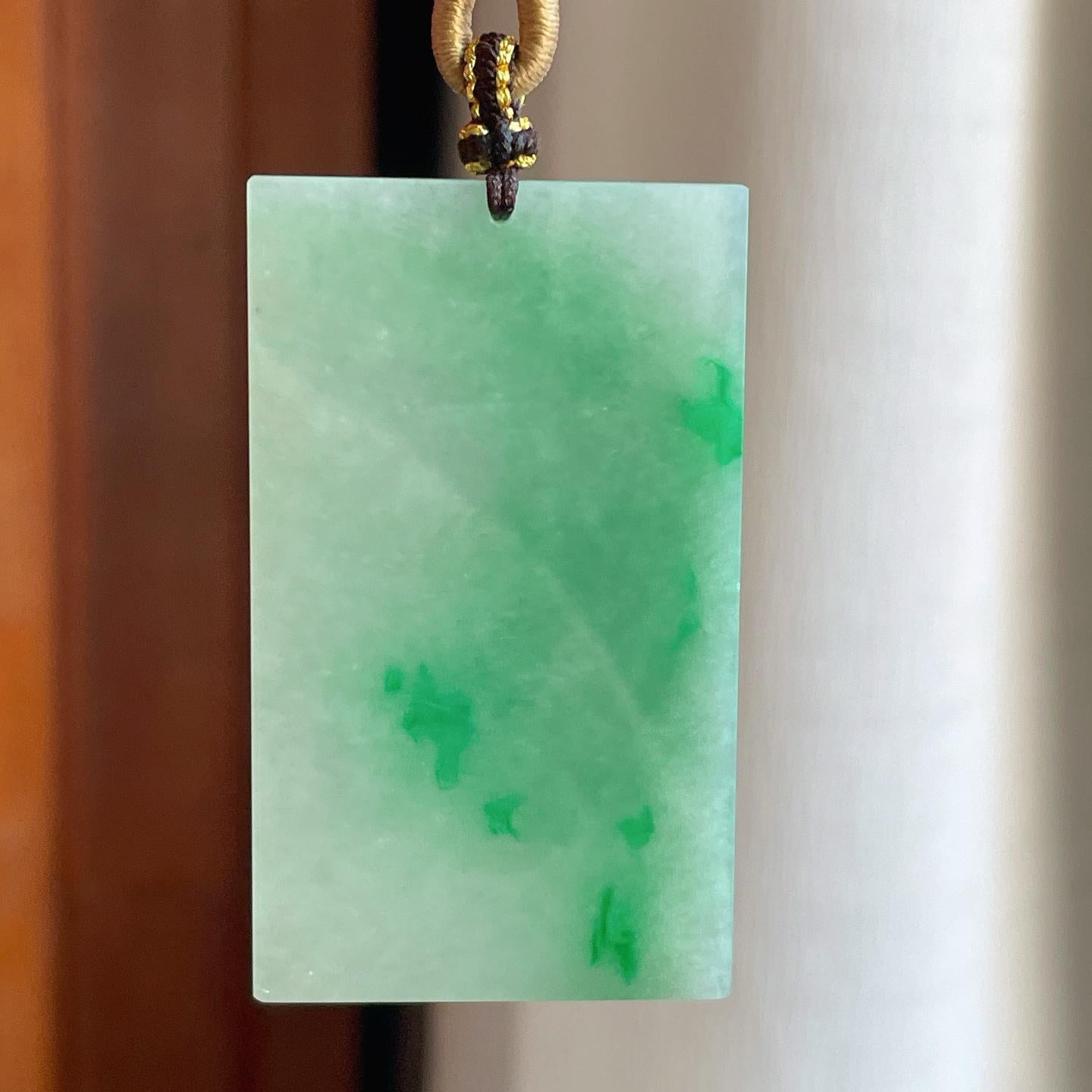 糯冰带色翡翠无事牌（yc241874）