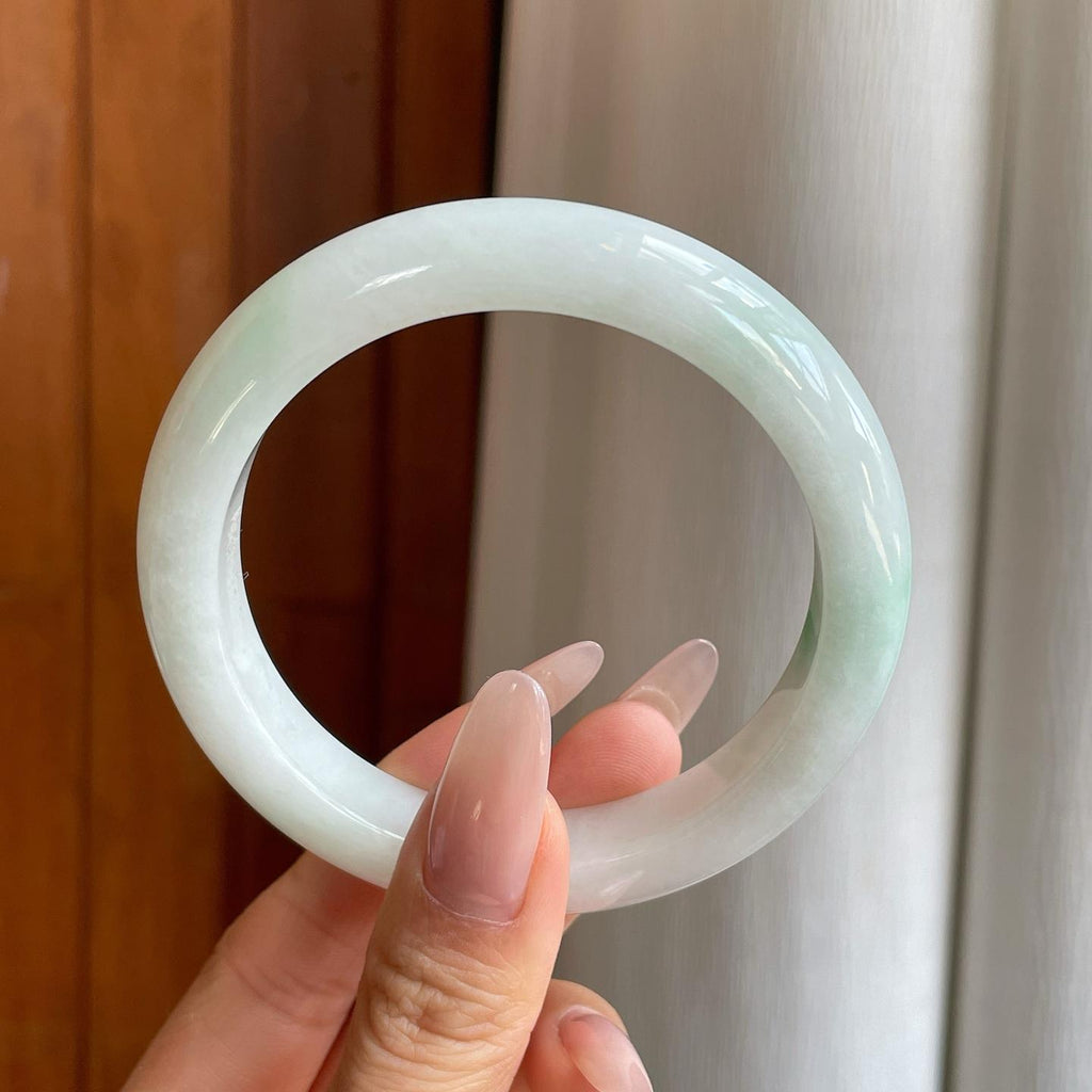 糯冰白底飘花翡翠平安镯（59.2mm）（yc283263）