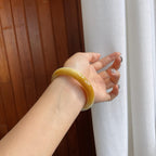 细糯冰黄翡半山半水翡翠平安镯（58mm）（yc276516）