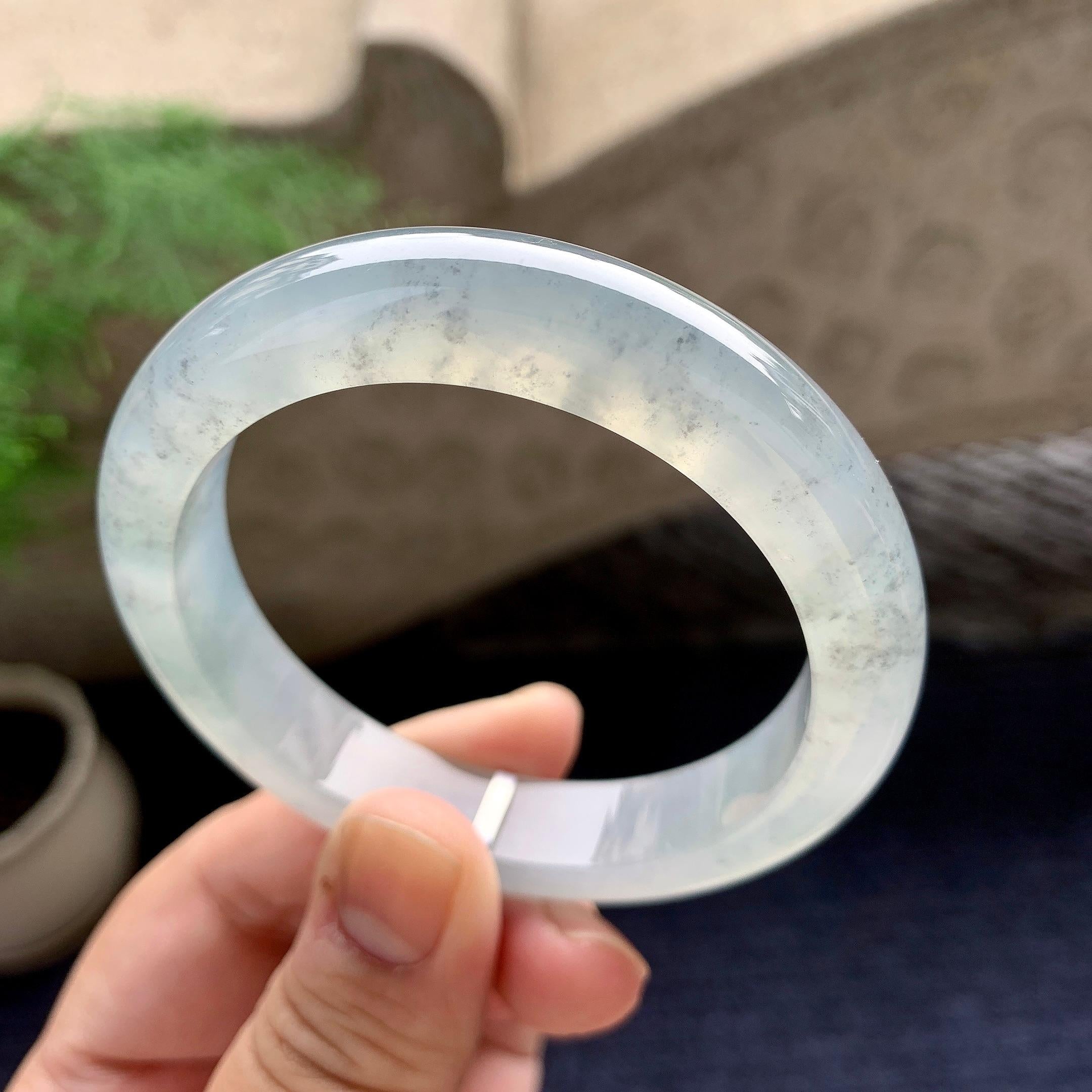 糯冰种乌鸡平安镯（54.3mm）（yc198231）