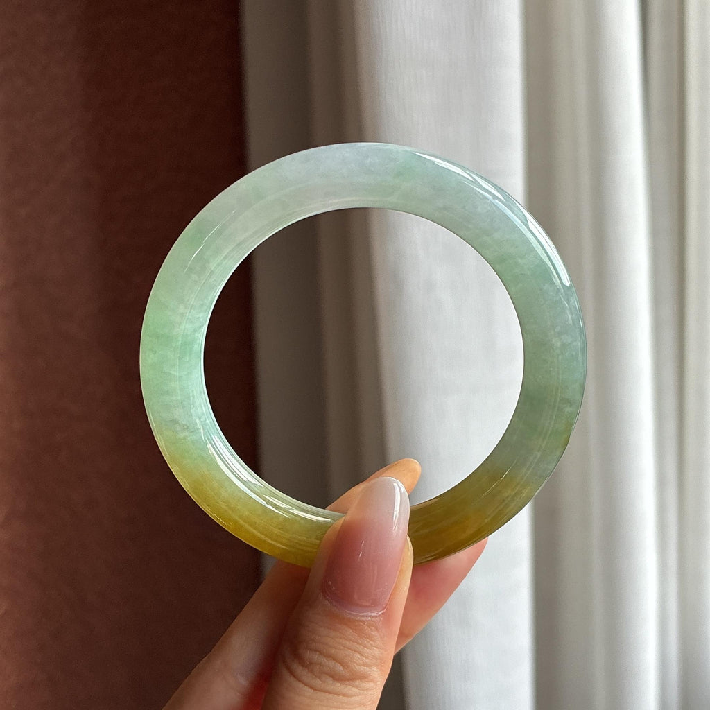 糯冰黄翡特色圆条手镯 53圈（yc750644）