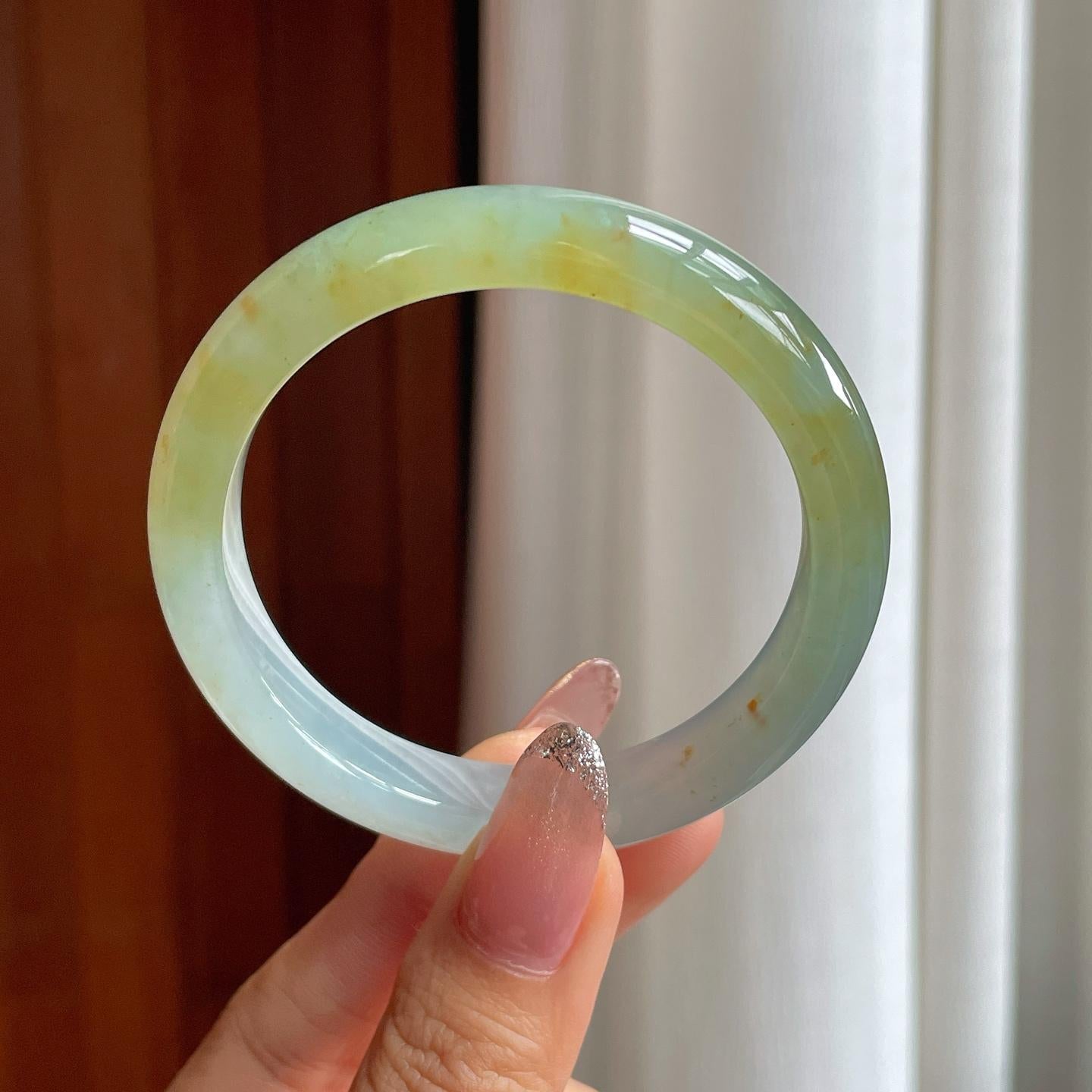 冰种黄翡翡翠平安镯（54.3mm）（yc361744）