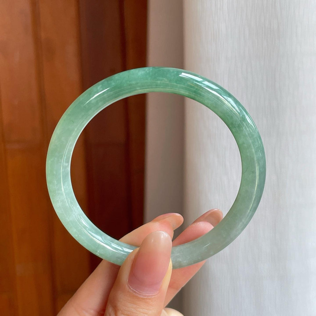 糯冰半山半水翡翠圆条手镯（54.7mm)（yc365770）