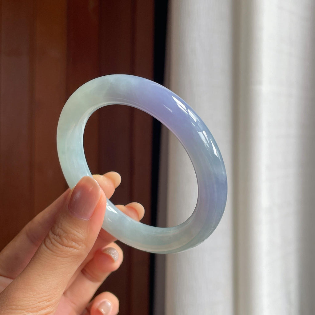 糯冰晴底紫罗兰翡翠圆条手镯（55.8mm）（yc412133）