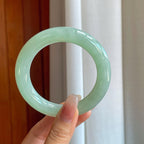 糯冰晴底翡翠圆条手镯（58mm）（yc274438）