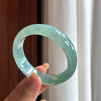 冰种湖水蓝宽版翡翠平安镯（57.8mm）（yc420191）