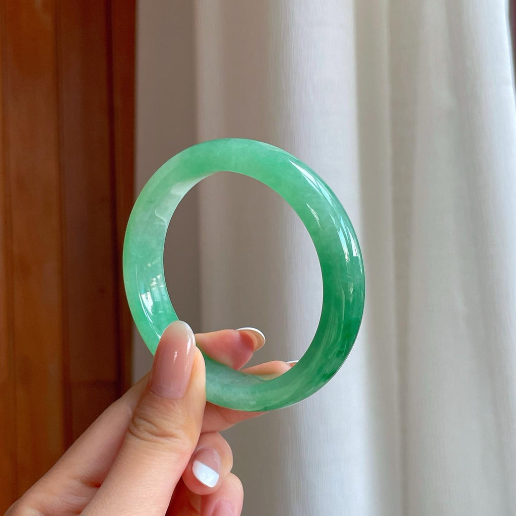 冰种满绿翡翠平安镯（56mm)（yc380001）