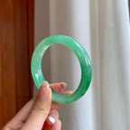 冰种满绿翡翠平安镯（56mm)（yc380001）