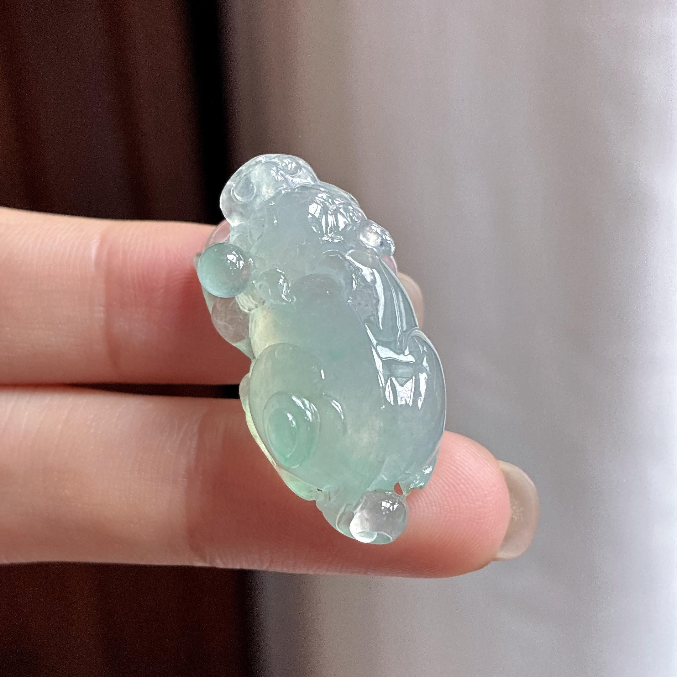 冰种晴底貔貅挂件 天然缅甸A货翡翠（yc483688）