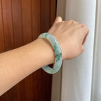 糯冰飘花翡翠平安镯（57.5mm）（yc281665）