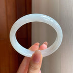 糯冰白月光翡翠平安镯（58.7mm)（yc373977）