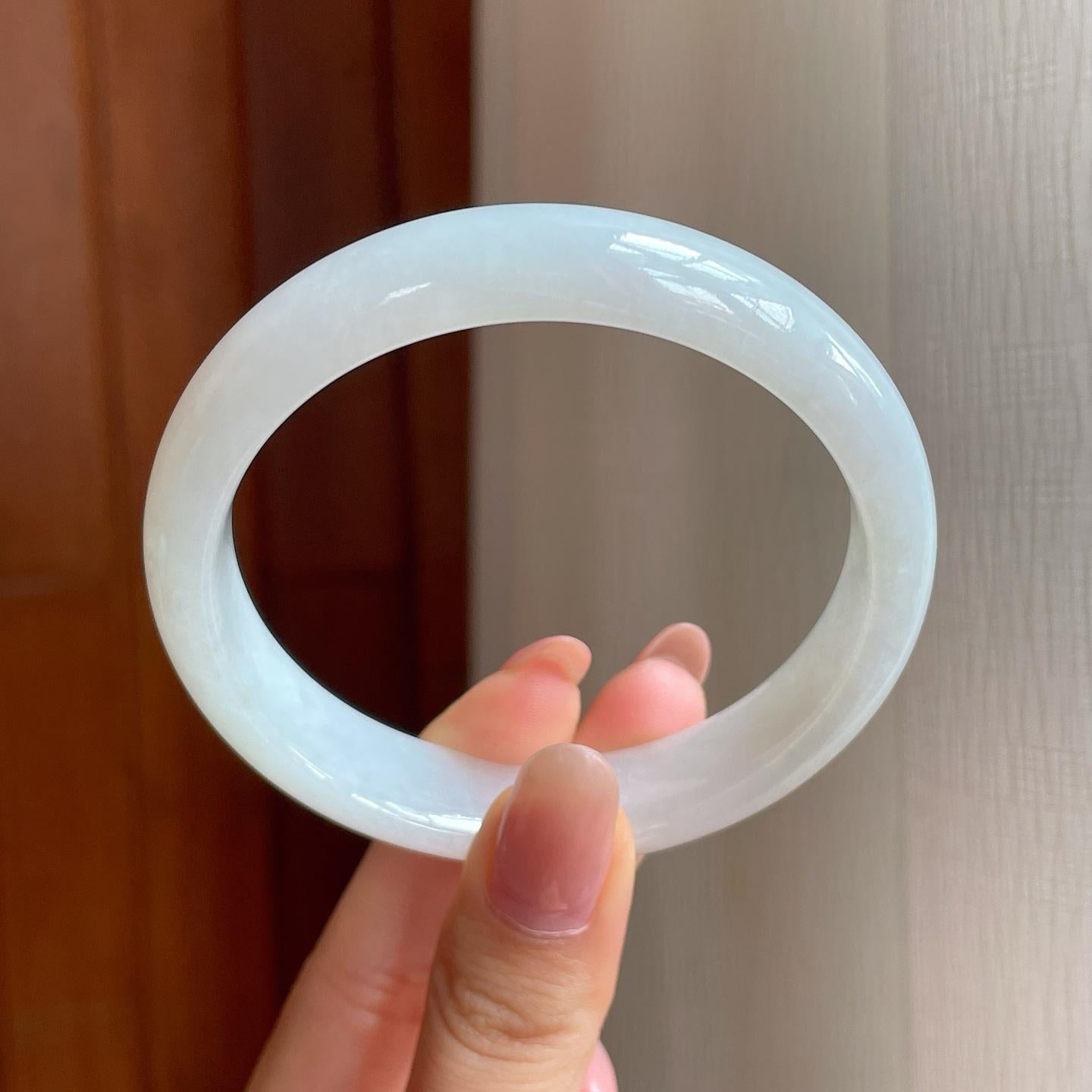糯冰白月光翡翠平安镯（58.7mm)（yc373977）