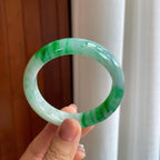 糯种带色翡翠平安镯（53.5mm）（yc274643）