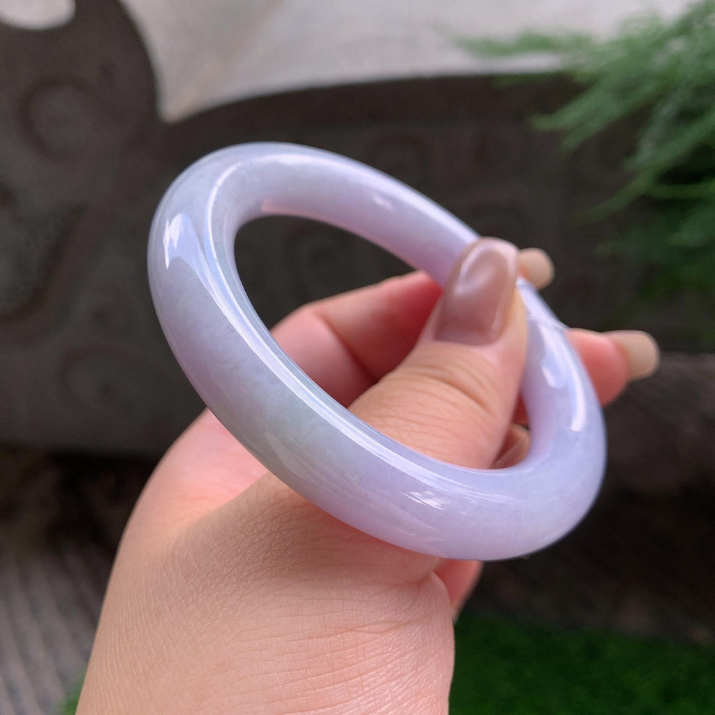 细糯种紫罗兰圆条手镯  54.2圈口  天然缅甸A货翡翠（yc418852）